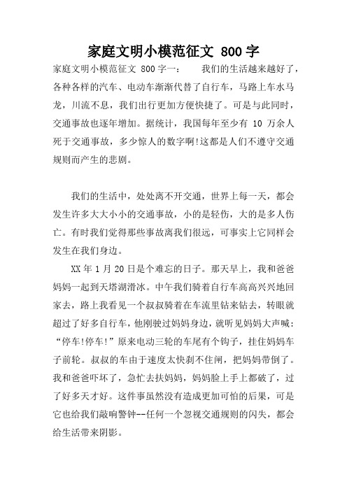 家庭文明小模范征文 800字