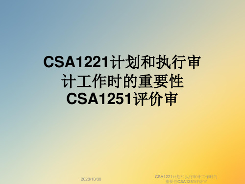 CSA1221计划和执行审计工作时的重要性CSA1251评价审