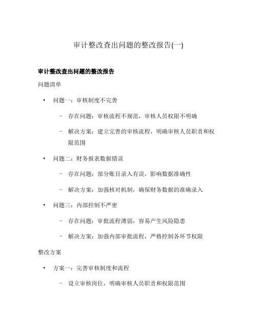 审计整改查出问题的整改报告(一)