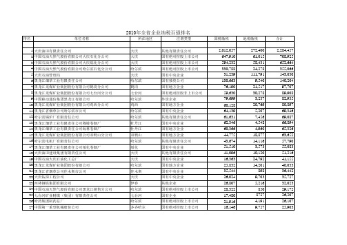 2010年纳税百强