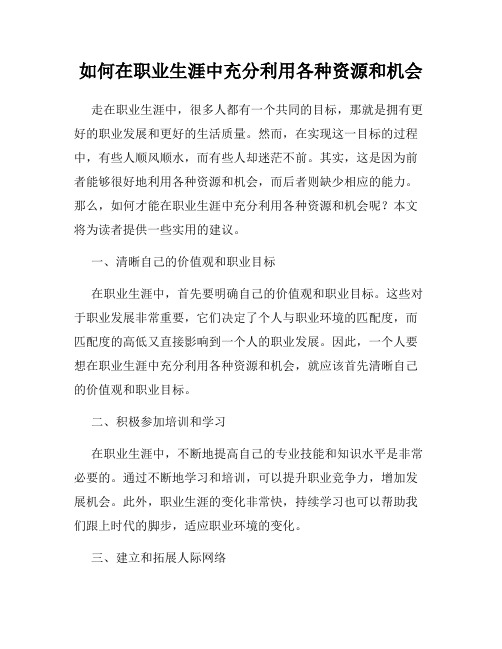 如何在职业生涯中充分利用各种资源和机会