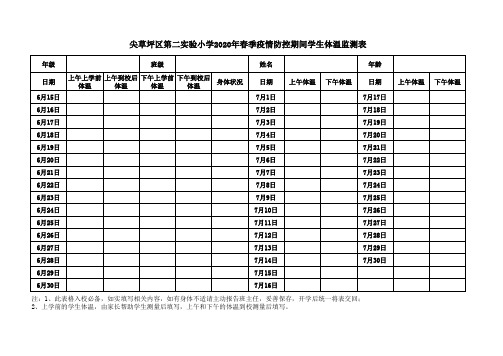 (6.15-7.30)学生体温监测表