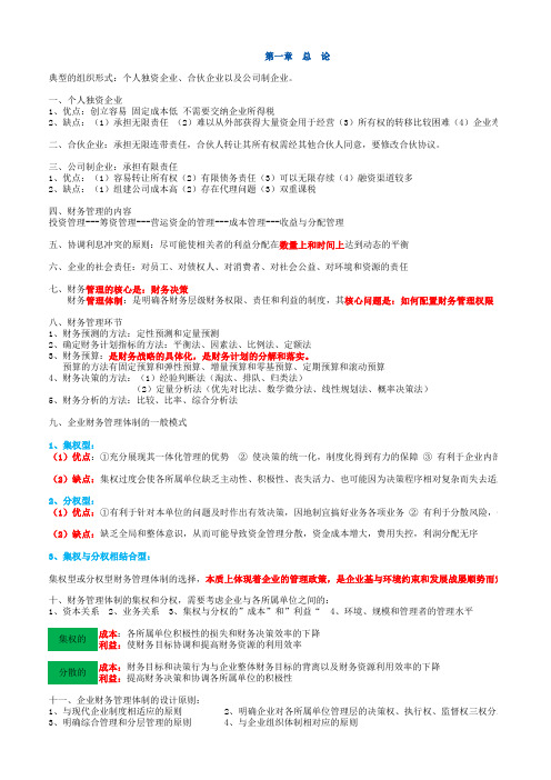 第一章总论典型的组织形式个人独资企业、合伙企业以及公