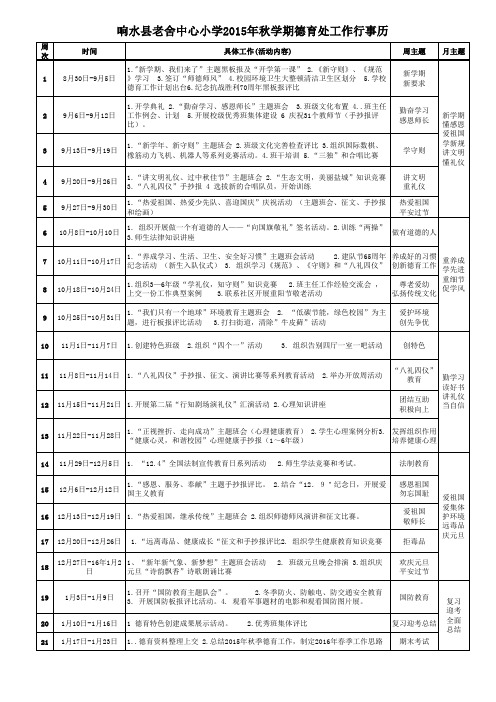 2015年秋德育工作行事历