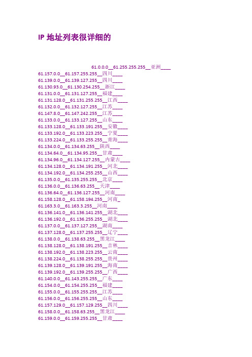 IP地址列表很详细的