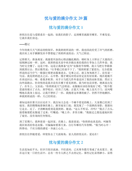 忧与爱的满分作文20篇