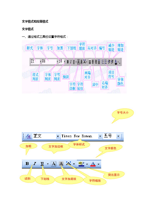 文字格式和段落格式