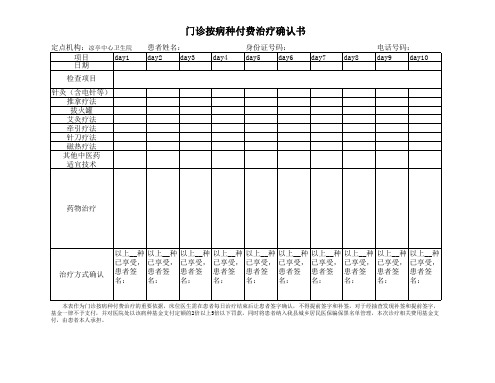 门诊按病种付费治疗确认书