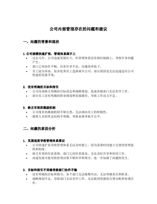 公司内部管理存在的问题和建议