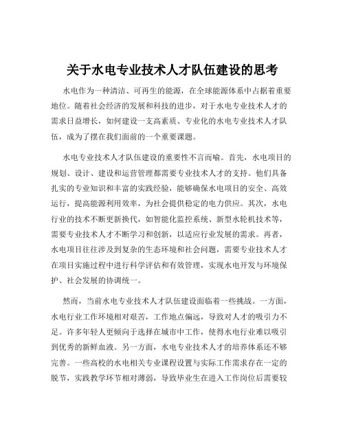 关于水电专业技术人才队伍建设的思考