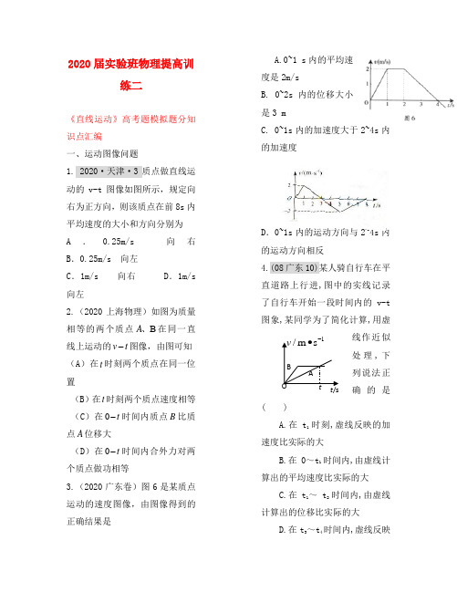 2020届实验班高考物理提高训练二