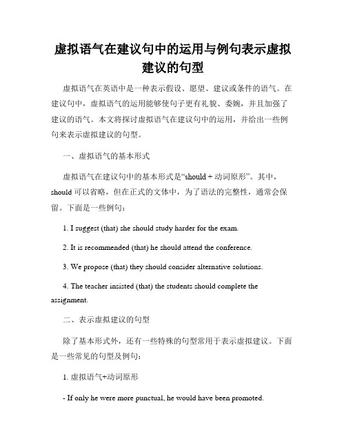 虚拟语气在建议句中的运用与例句表示虚拟建议的句型