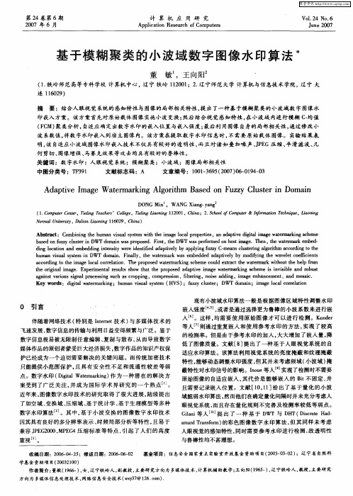 基于模糊聚类的小波域数字图像水印算法