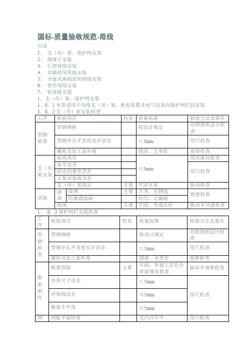 母线的安装及验收标准