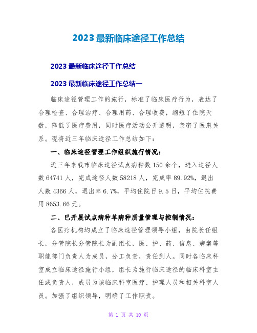 2023最新临床路径工作总结