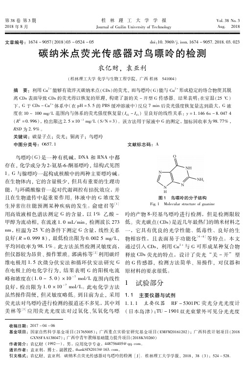 碳纳米点荧光传感器对鸟嘌呤的检测