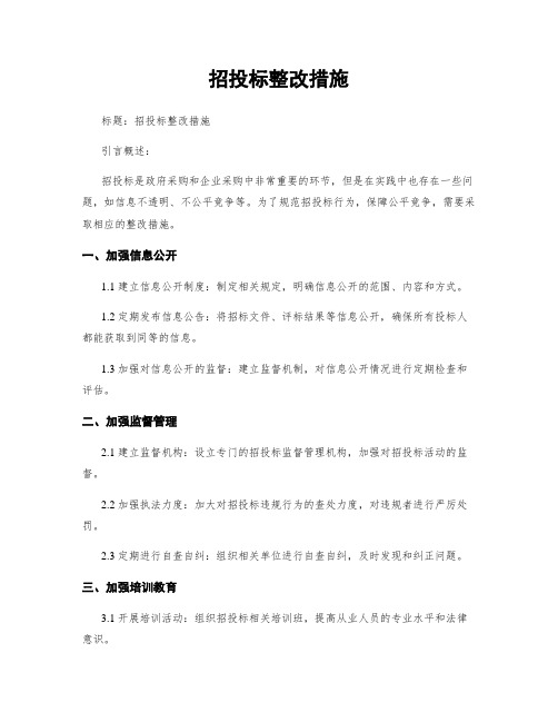 招投标整改措施