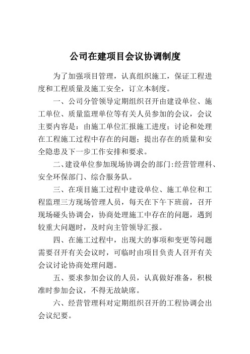 公司在建项目会议协调制度