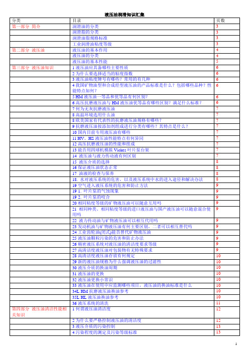 液压油润滑知识汇集