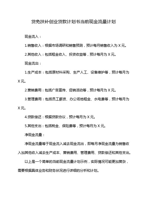 贷免扶补创业贷款计划书当前现金流量计划