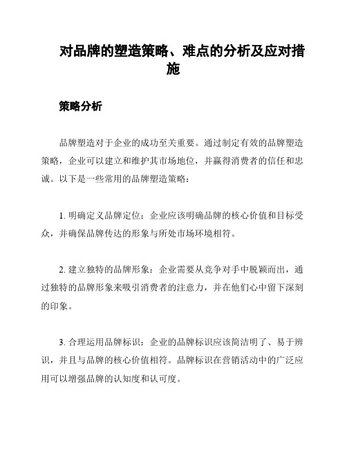 对品牌的塑造策略、难点的分析及应对措施