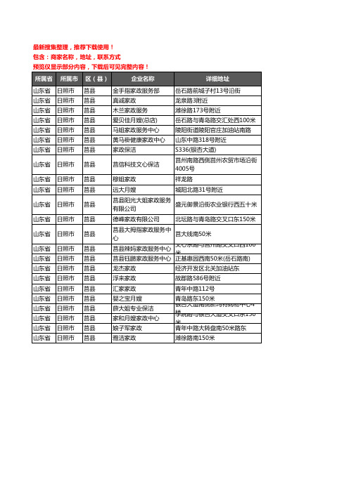 新版山东省日照市莒县家政服务企业公司商家户名录单联系方式地址大全23家