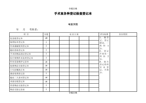 手术室各种登记检查登记本之令狐文艳创作