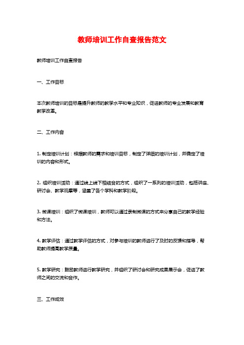 教师培训工作自查报告范文