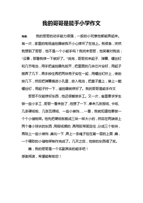 我的哥哥是能手小学作文