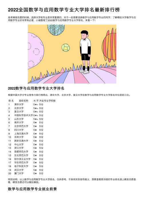 2022全国数学与应用数学专业大学排名最新排行榜