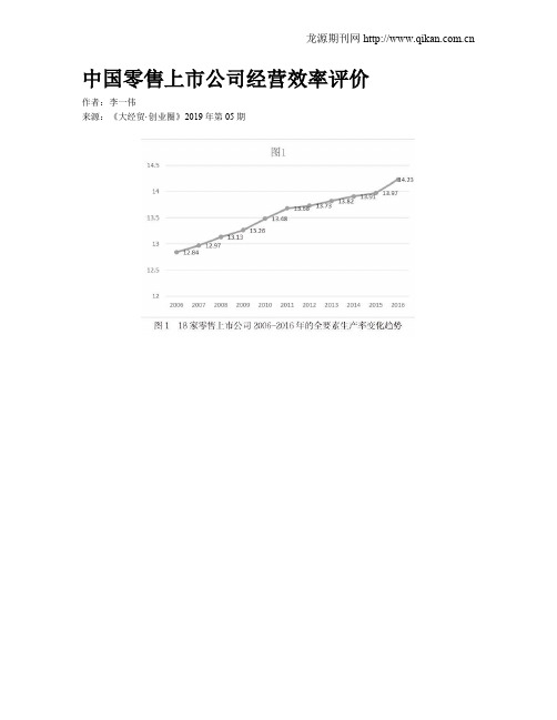 中国零售上市公司经营效率评价