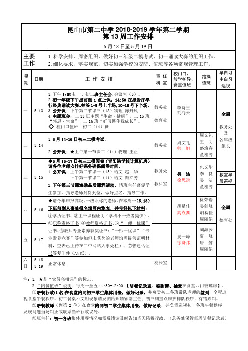 昆山市第二中学2018-2019学年第二学期