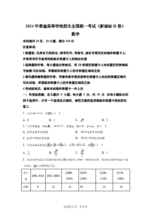 2024年新课标全国Ⅱ卷数学高考真题(含答案)