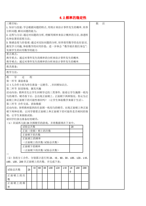 北师大初中数学七年级下册《6.2频率的稳定性》word教案 (5)