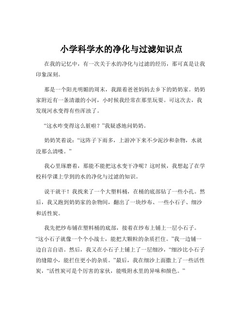 小学科学水的净化与过滤知识点