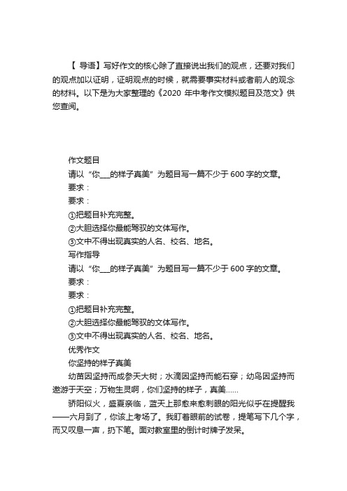 2020年中考作文模拟题目及范文：你?___的样子真美