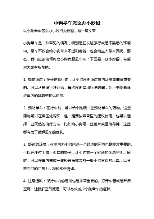 小狗晕车怎么办小妙招