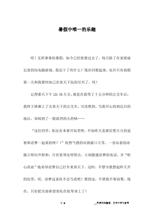 暑假中唯一的乐趣_高中作文