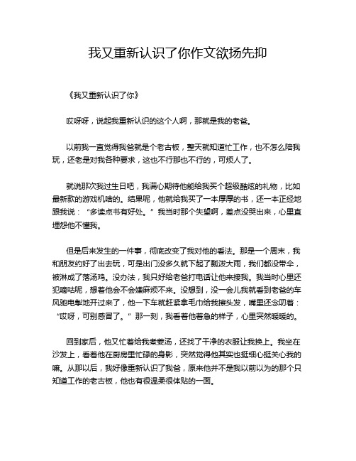 我又重新认识了你欲扬先抑的优秀作文