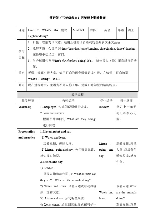 Module3 Unit2What’s the elephant doing（＋教案＋）