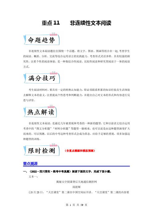 重点专练11 非连续性文本阅读(全国通用)(含解析)-2024年中考语文专项复习