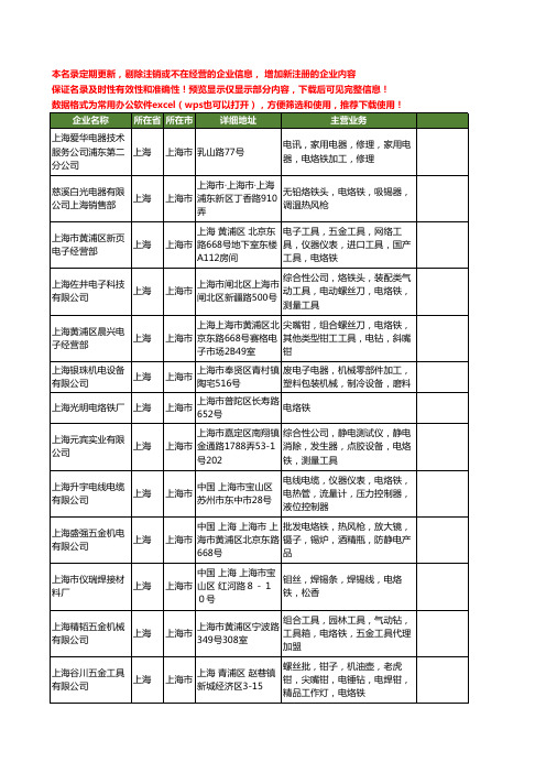 新版上海市电烙铁工商企业公司商家名录名单联系方式大全70家