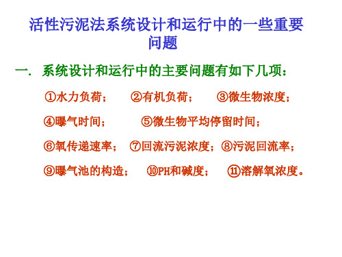 活性污泥法系统设计和运行中的一些重要问题