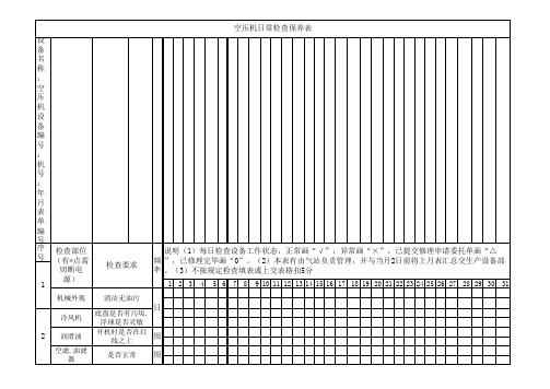 空压机日常检查保养表