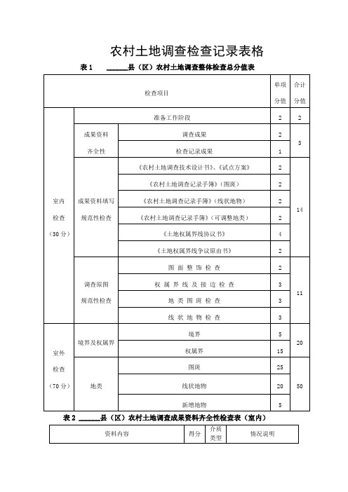 农村土地调查检查记录表格