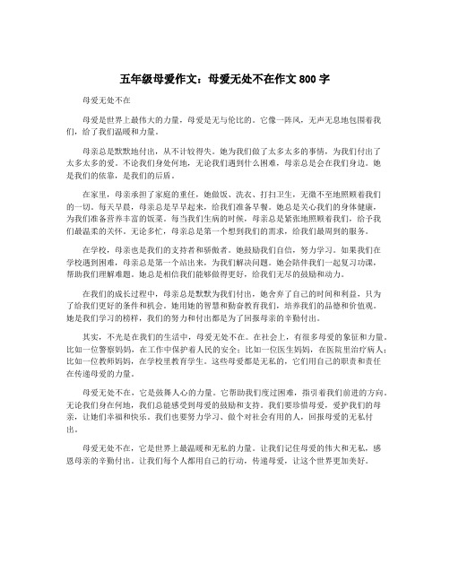 五年级母爱作文：母爱无处不在作文800字