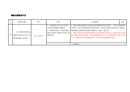 模板支撑选用不当质量通病防治措施