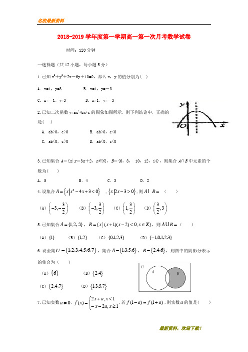 2020新品上市广东省普宁市华美实验学校-学年高一数学上学期第一次月考试题