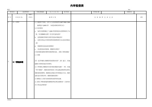 内审检查表模板