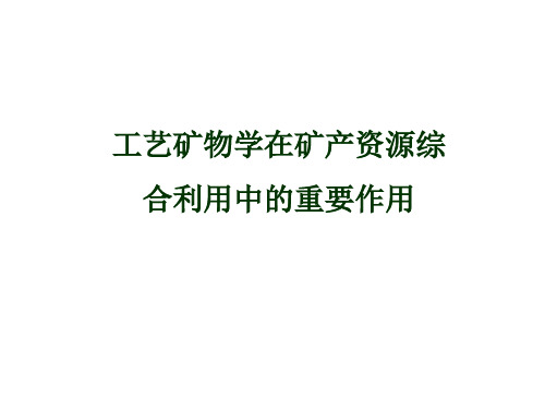 工艺矿物学在矿产资源综合利用中的重要作用